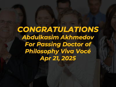 Congratulations Mr Abdulkasim Akhmedov for passing PhD VIVA VOCÉ